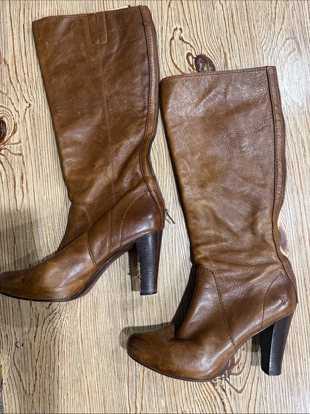 FRYE AND CO. Tall Brown Leather High-Heel Boots